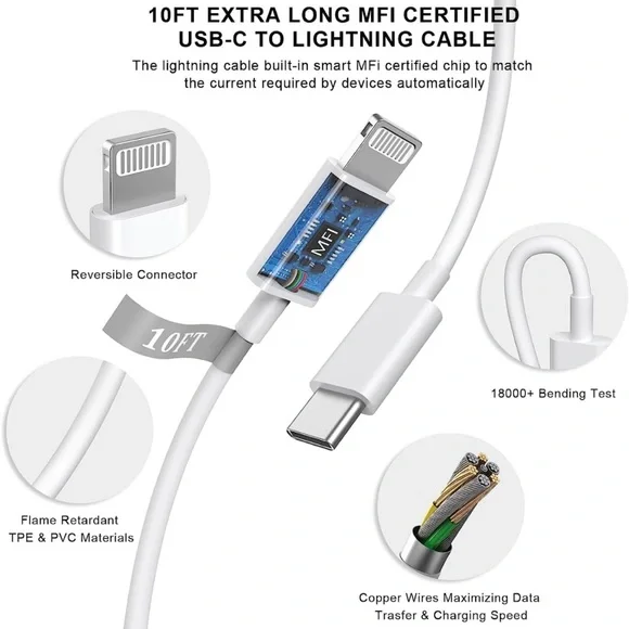 3 Pack for 10ft iPhone charger set